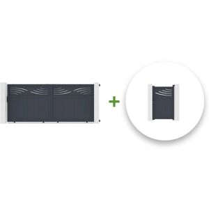 Casanoov - Puerta corredera de aluminio con motivo de la naturaleza - 370C160 cm Casanoov - Puerta corredera de aluminio con motivo de la naturaleza - 370C160 cm
