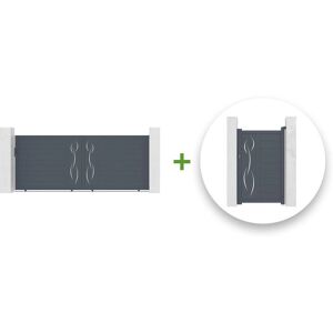 Casanoov - Pack puerta corredera 4m life 400 x 160cm + puerta peatonal life 100 x 160cm Gris Casanoov - Pack puerta corredera 4m life 400 x 160cm + puerta peatonal life 100 x 160cm Gris