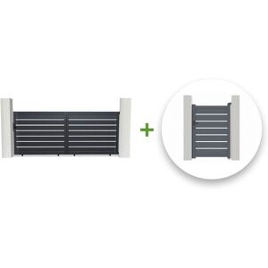 Casanoov - Kit de puerta corredera 3.5m Vogel 350x140cm + puerta peatonal Vogel 100x140cm - Kit de puerta corredera Casanoov - Kit de puerta corredera 3.5m Vogel 350x140cm + puerta peatonal Vogel 100x140cm - Kit de puerta corredera