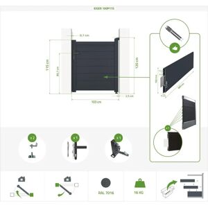 Casanoov - Kit de Portón de Aluminio 3.5m Gris Casanoov - Kit de Portón de Aluminio 3.5m Gris