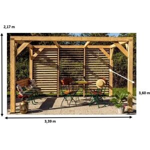 Pergola en Bois Habrita - 12,20m² Toit Bioclimatique - Publicité Pergola en Bois Habrita - 12,20m² Toit Bioclimatique - Publicité