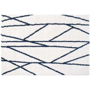 BARDIO Tapete shaggy geométrico branco e azul-marinho - 160x230 cm BARDIO Tapete shaggy geométrico branco e azul-marinho - 160x230 cm