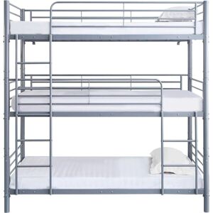 Habitat et jardin - Litera triple en métal - 90x190 cm - Gris - Publicité Habitat et jardin - Litera triple en métal - 90x190 cm - Gris - Publicité