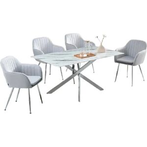 JESSICA - Jessica - Verre marbre blanc - 150x90x75 cm - Table - Publicité JESSICA - Jessica - Verre marbre blanc - 150x90x75 cm - Table - Publicité