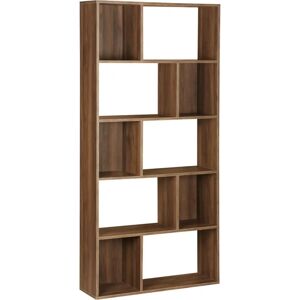 Sweeek - Dark Walnut Asymmetric Shelf - 5 Shelves, 10 Compartments Sweeek - Dark Walnut Asymmetric Shelf - 5 Shelves, 10 Compartments