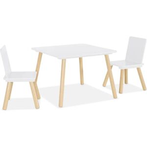 SWEEEK Conjunto de Mesa y Sillas para Niños - Blanco - Mesa Cuadrada con 2 Sillas SWEEEK Conjunto de Mesa y Sillas para Niños - Blanco - Mesa Cuadrada con 2 Sillas