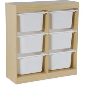 Sweeek Natural Children's Storage Furniture - Sora - 6 Plastic Bins Sweeek Natural Children's Storage Furniture - Sora - 6 Plastic Bins