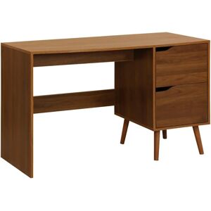 Sweeek Walnut Desk with 2 Drawers - Vintage Style - 120x48x75cm Sweeek Walnut Desk with 2 Drawers - Vintage Style - 120x48x75cm