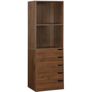 Sweeek Modular Wardrobe - Walnut Wood - 5 Drawers, 2 Shelves Sweeek Modular Wardrobe - Walnut Wood - 5 Drawers, 2 Shelves