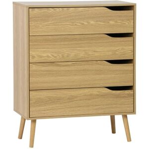 Sweeek Walnut Finish Scandinavian Style Dresser - 4 Drawers Sweeek Walnut Finish Scandinavian Style Dresser - 4 Drawers