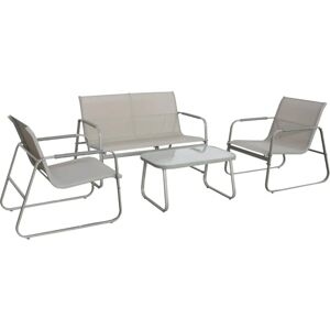 Sweeek - Conjunto de jardín - Aluminio, 4 plazas, Noto, Kaki Sweeek - Conjunto de jardín - Aluminio, 4 plazas, Noto, Kaki