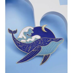 Mondial Tissus - Malicieuse baleine - lune XL - Patch Mondial Tissus - Malicieuse baleine - lune XL - Patch