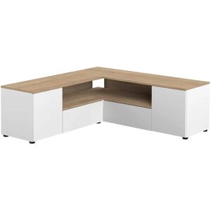 TEMAHOME Winkel TV Tisch - Modernes Melamin Design - 4 Geschlossene & 2 Offene Fächer - Frankreich TEMAHOME Winkel TV Tisch - Modernes Melamin Design - 4 Geschlossene & 2 Offene Fächer - Frankreich