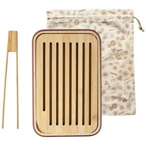 Ensemble Planche à Pain Pebbly - Sac en Coton et Pinces Bambou - Publicité Ensemble Planche à Pain Pebbly - Sac en Coton et Pinces Bambou - Publicité