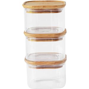 Pebbly 3 Contenants en Verre avec Couvercles en Bambou - Rangement Alimentaire - Publicité Pebbly 3 Contenants en Verre avec Couvercles en Bambou - Rangement Alimentaire - Publicité