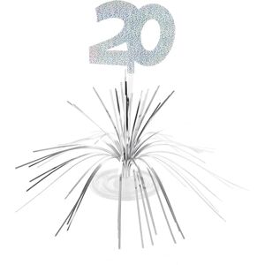 Jadeo 20th Birthday Table Centerpiece - Elegant Silver Hologram Jadeo 20th Birthday Table Centerpiece - Elegant Silver Hologram