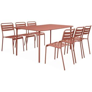 Sweeek - Garden Table with 6 Chairs, Amelia, Terra Cotta - Garden Furniture Sweeek - Garden Table with 6 Chairs, Amelia, Terra Cotta - Garden Furniture