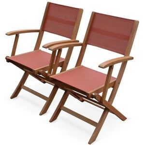 Sillas de jardín de eucalipto y textilene - Terracota Sillas de jardín de eucalipto y textilene - Terracota