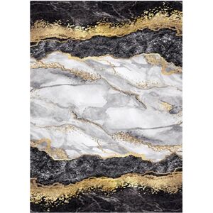 Tappeto con motivo dorato e nero di Mani Textile - Tappeto Tappeto con motivo dorato e nero di Mani Textile - Tappeto