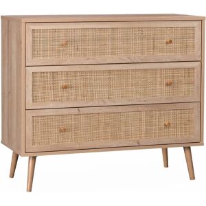 Sweeek Natural Wood & Cane 3-Drawer Chest - Vintage Boho Style Sweeek Natural Wood & Cane 3-Drawer Chest - Vintage Boho Style