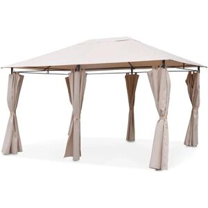Sweeek Sweeek Tonnelle 3x4 m - Divio - Pergola Beige avec Rideaux - Tente de Jardin - Publicité Sweeek Sweeek Tonnelle 3x4 m - Divio - Pergola Beige avec Rideaux - Tente de Jardin - Publicité