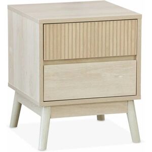 Sweeek Light Wood Scandinavian Nightstand - Nightstand with Two Drawers Sweeek Light Wood Scandinavian Nightstand - Nightstand with Two Drawers