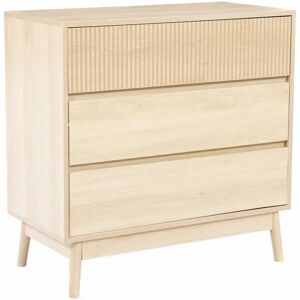 SWEEEK Commode en Bois Clair avec 3 Tiroirs - Style Scandinave - Publicité SWEEEK Commode en Bois Clair avec 3 Tiroirs - Style Scandinave - Publicité