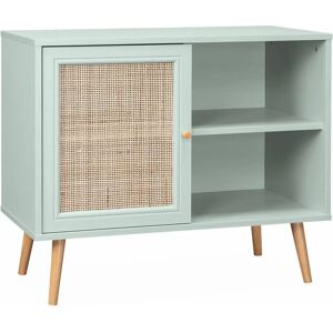 ALICE'S GARDEN Caned Cabinet 80x39x65.8cm - Verde celadon - 2 shelves - 1 door - Scandinavian legs - Verde celadon ALICE'S GARDEN Caned Cabinet 80x39x65.8cm - Verde celadon - 2 shelves - 1 door - Scandinavian legs - Verde celadon