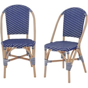 Chaises Bistrot en Rotin Bleu Sweeek - Chaises Empilables - Publicité Chaises Bistrot en Rotin Bleu Sweeek - Chaises Empilables - Publicité