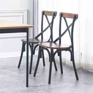 Nordlys Set 2 Steel & Ash Wood Industrial Chairs - Chair Nordlys Set 2 Steel & Ash Wood Industrial Chairs - Chair