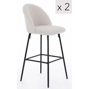 Nordlys Set 2 White Metal Bouclettes Bar Stools - Bar Stool Nordlys Set 2 White Metal Bouclettes Bar Stools - Bar Stool