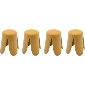Sweeek Moutarde Tabourets empilables en bouclé - Lot de 4 - Publicité Sweeek Moutarde Tabourets empilables en bouclé - Lot de 4 - Publicité