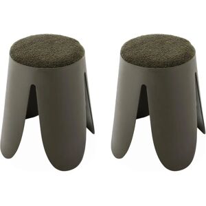 Sweeek Niki Dunkel-Khaki Stapelbarer Bouclé-Hocker Sweeek Niki Dunkel-Khaki Stapelbarer Bouclé-Hocker