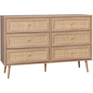 Sweeek Holz- und Cane-Kommode mit 6 Schubladen - Kommode Sweeek Holz- und Cane-Kommode mit 6 Schubladen - Kommode