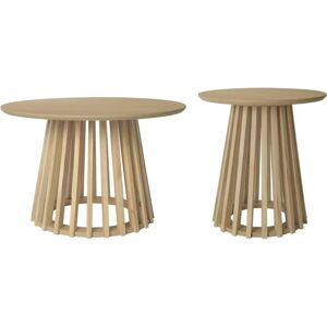 Sweeek - Round Coffee Tables Set - Oak Effect - 2 Sizes Sweeek - Round Coffee Tables Set - Oak Effect - 2 Sizes