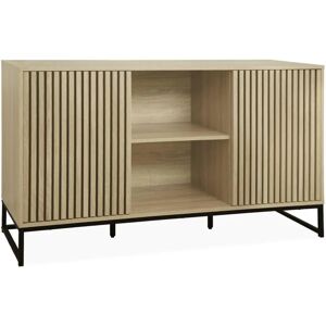 Sweeek Natural Modern Sideboard with 2 Grooved Doors - Sideboard Sweeek Natural Modern Sideboard with 2 Grooved Doors - Sideboard