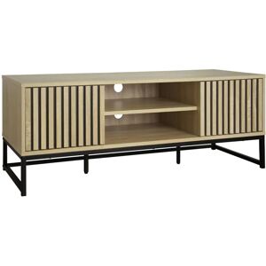 Sweeek Modern TV Stand with Wooden Effect & Metal Base - Natural Sweeek Modern TV Stand with Wooden Effect & Metal Base - Natural