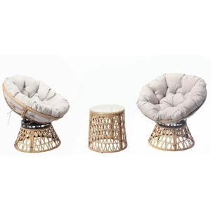 Concept-usine Ensemble Mobilier de Jardin - Marron - 2 Fauteuils Pivotants & Table Ronde - Publicité Concept-usine Ensemble Mobilier de Jardin - Marron - 2 Fauteuils Pivotants & Table Ronde - Publicité