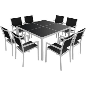 Happy Garden Conjunto de Muebles de Jardín - Gris - 8 Plazas - Aluminio Happy Garden Conjunto de Muebles de Jardín - Gris - 8 Plazas - Aluminio