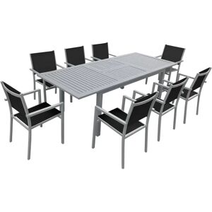 Happy Garden - Conjunto de muebles de jardín gris - Capri extensible 8 plazas Happy Garden - Conjunto de muebles de jardín gris - Capri extensible 8 plazas