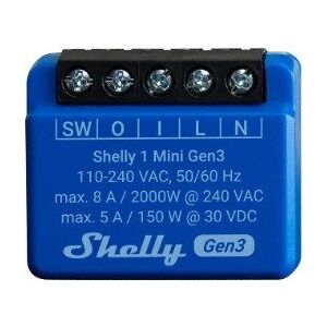 Shelly Shelly 1 Mini Gen3 Interruptor inteligente - Azul Shelly Shelly 1 Mini Gen3 Interruptor inteligente - Azul