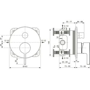 Robinet pentru cadă montat pe perete rotund Ideal Standard A7383AA - Set Robinet pentru cadă montat pe perete rotund Ideal Standard A7383AA - Set