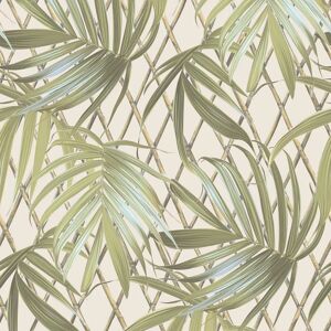 Rasch Green/Cream Heavyweight Vinyl Wallpaper - Tropical Palm Rasch Green/Cream Heavyweight Vinyl Wallpaper - Tropical Palm
