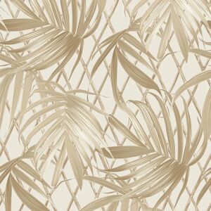 Rasch Gold/Cream Palm Leaf Heavyweight Vinyl Wallpaper - Wallpaper Rasch Gold/Cream Palm Leaf Heavyweight Vinyl Wallpaper - Wallpaper