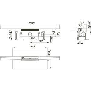 Dallmer CeraFloor Pure Duschrinnen-Set - Quergefälle, 100cm, DN 50 Dallmer CeraFloor Pure Duschrinnen-Set - Quergefälle, 100cm, DN 50