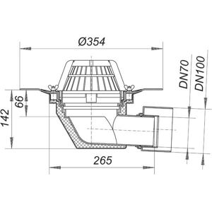DALLMER - 641076 - DN70/DN100 - desagüe de techo DALLMER - 641076 - DN70/DN100 - desagüe de techo