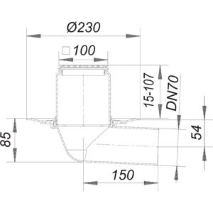 DALLMER - Balkonablauf 83 E - DN70 - 100 x 100 mm - Abfluss DALLMER - Balkonablauf 83 E - DN70 - 100 x 100 mm - Abfluss
