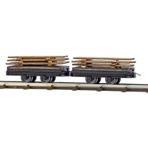 Busch Modellbahnwagen - Zwei Wagen mit Brett - H0f kompatibel Busch Modellbahnwagen - Zwei Wagen mit Brett - H0f kompatibel