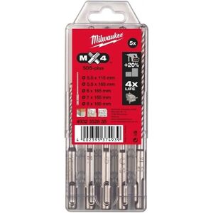 Milwaukee SDS-Plus MX4 Drill Bit Set - 5 Pieces Milwaukee SDS-Plus MX4 Drill Bit Set - 5 Pieces
