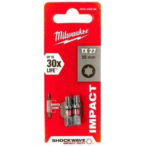 Milwaukee TX27 25MM Shockwave schroefbit voor impact Milwaukee TX27 25MM Shockwave schroefbit voor impact